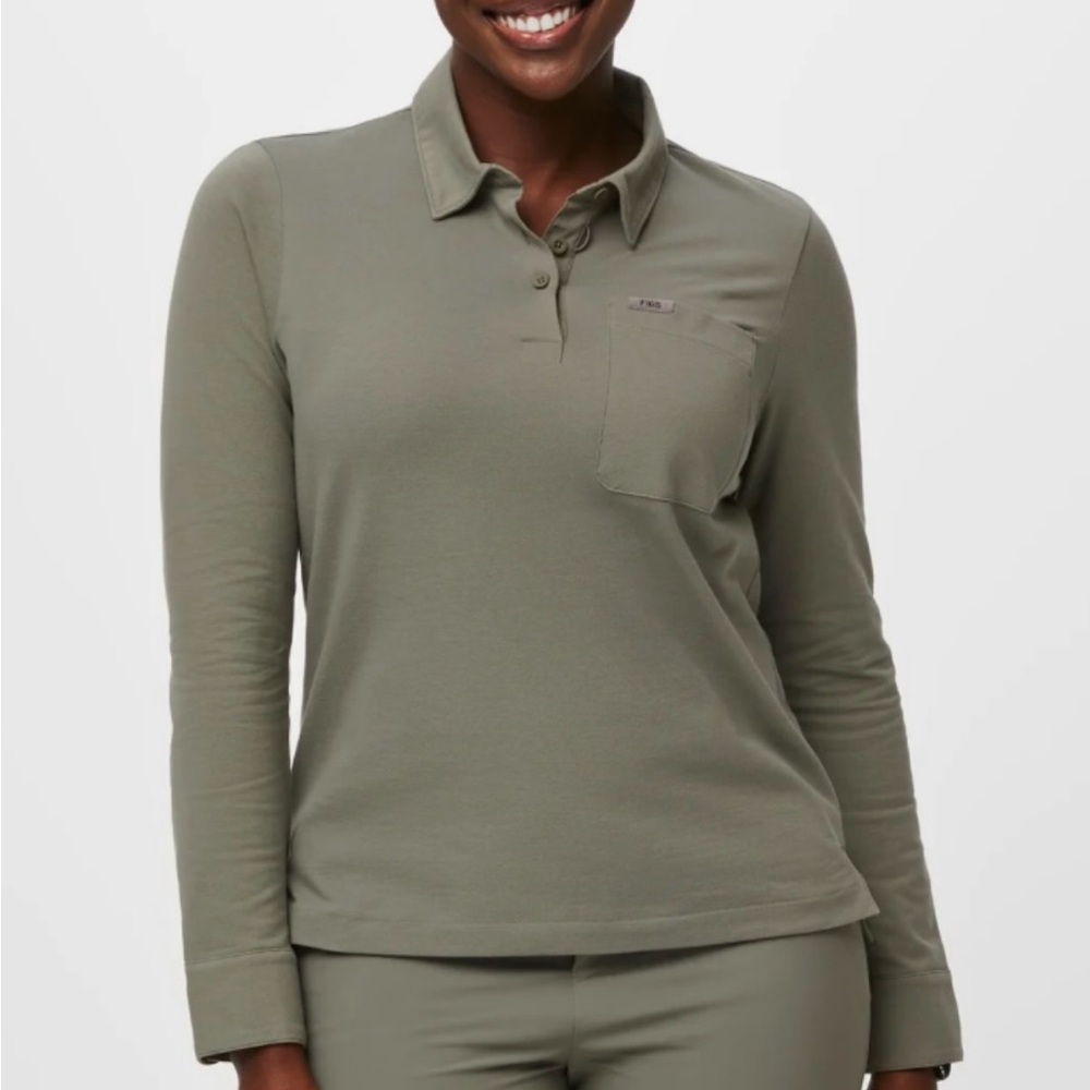 FIGSPro Olive Long Sleeve Polo shirt NWOT